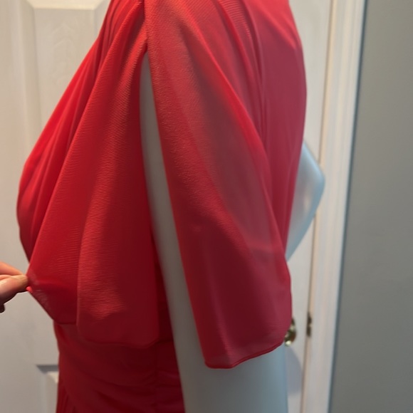 NWT Cocktail Coral Chiffon Dress Flutter Open Sleeves - Picture 7 of 8